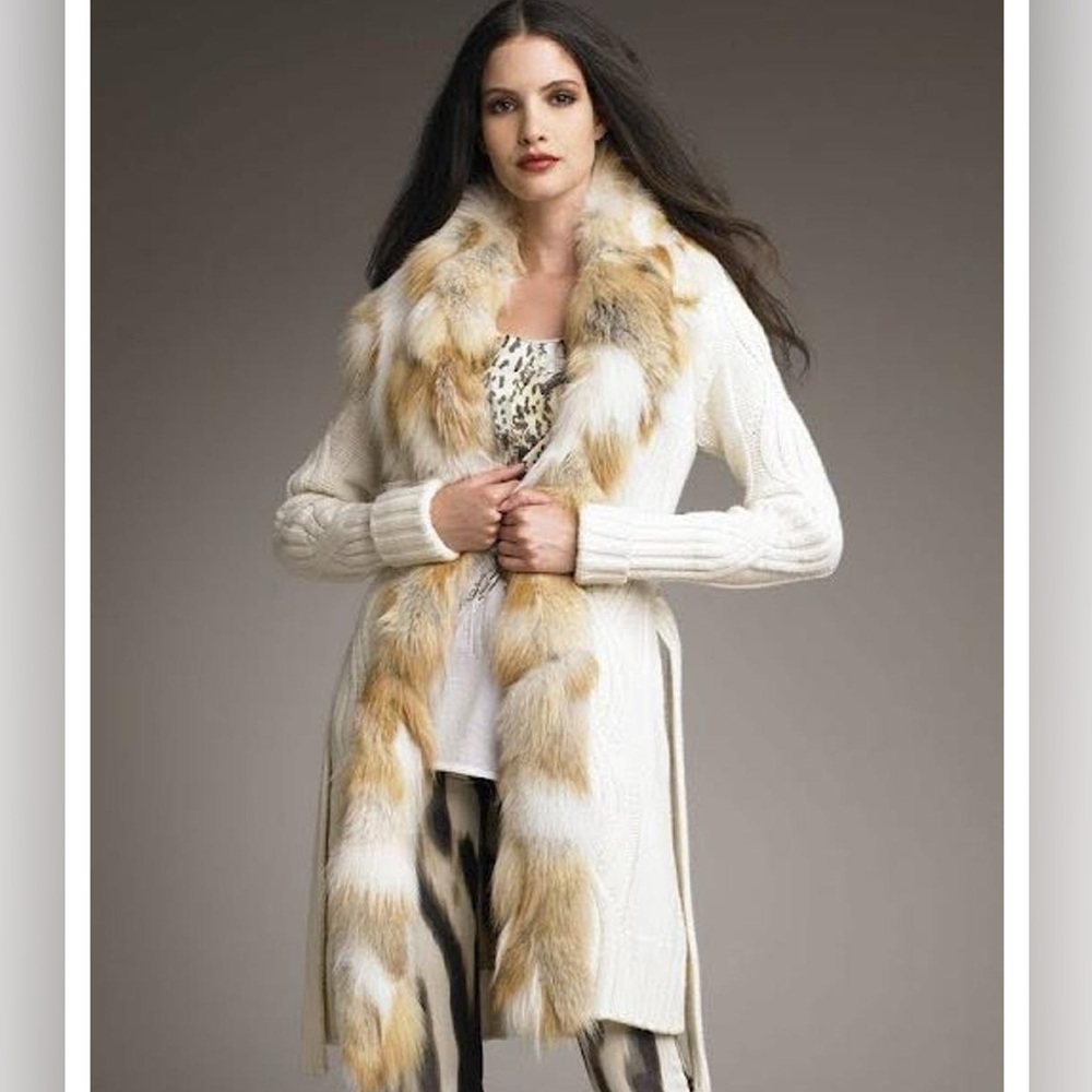Roberto Cavalli Cardigan with Faux Fur Trim